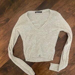 Brandy Melville Grey Cropped Sweater Crop Top